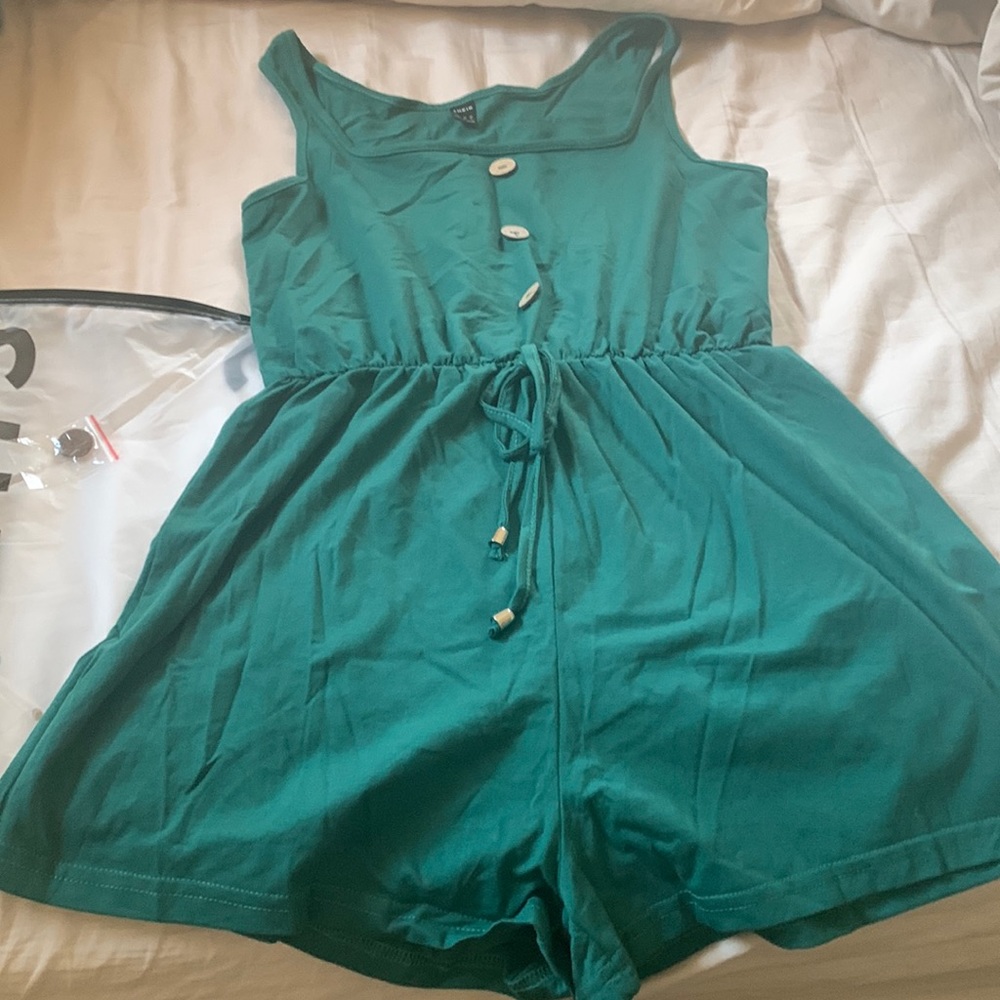 Shein knot waist button front tank romper